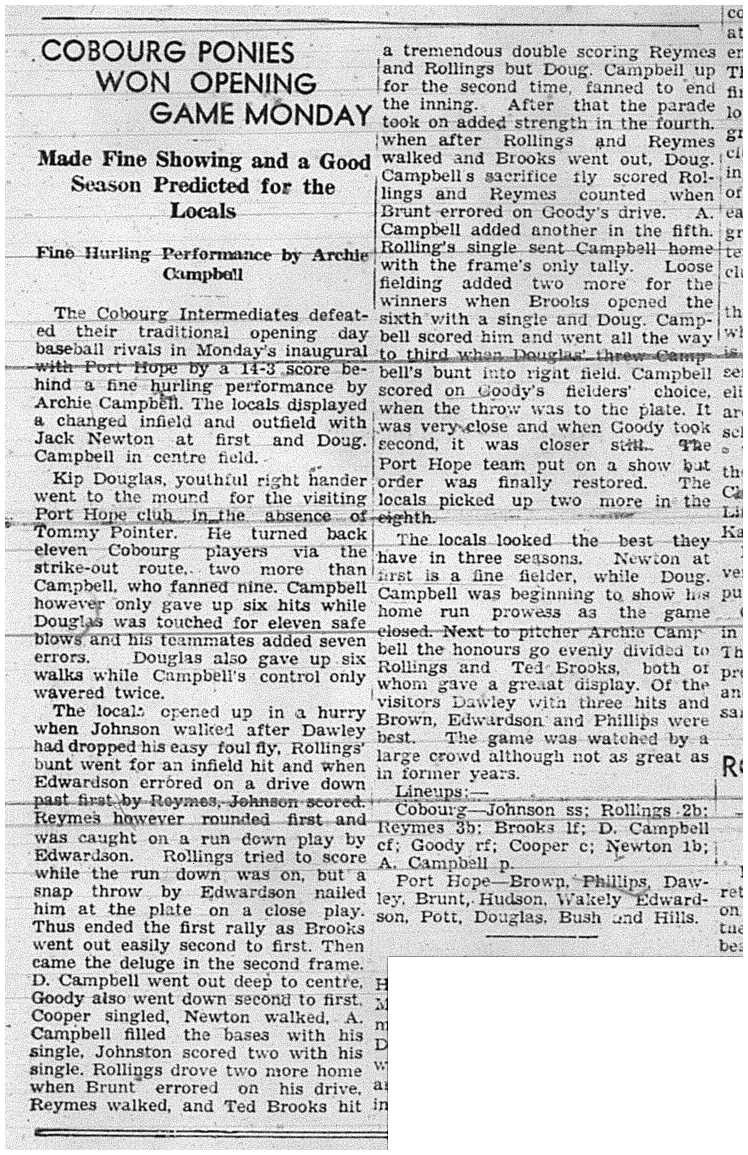 1939-05-25 Baseball -Intermediate Ponies vs PH