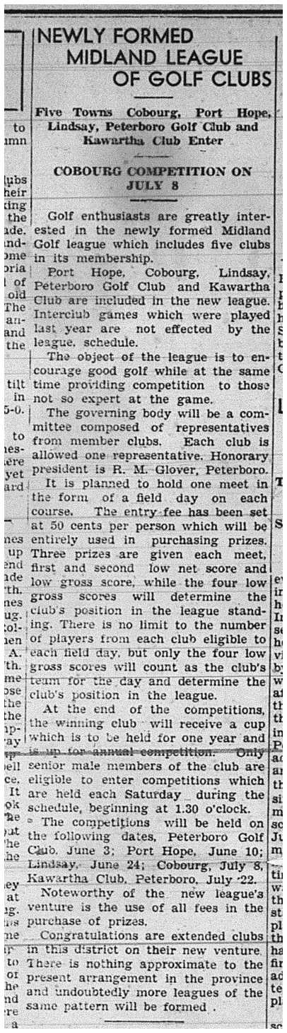 1939-05-25 Golf -Cobourg & PH in new Midland League