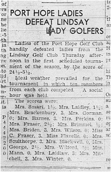 1939-06-01 Golf -PH Ladies vs Lindsay