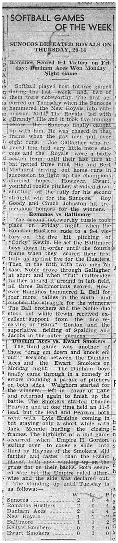 1939-06-01 Softball -Mens League Games