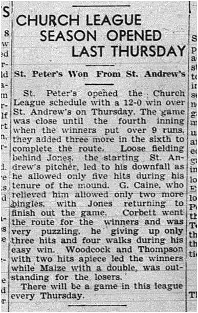 1939-06-08 Softball -Church League Game