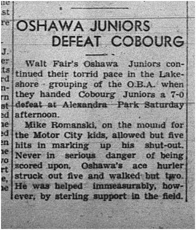 1939-06-15 Baseball -Cobourg Juniors vs Oshawa