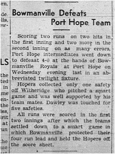 1939-06-15 Baseball -PH Intermediates vs Bowmanville