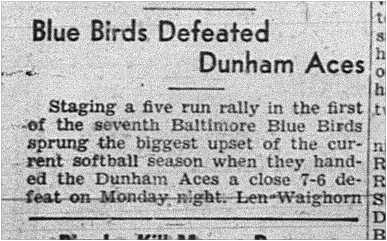 1939-06-15 Softball -Mens League Aces vs Blue Birds