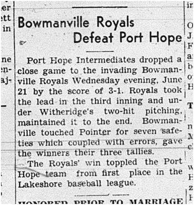 1939-06-29 Baseball -PH Intermediates vs Bowmanville