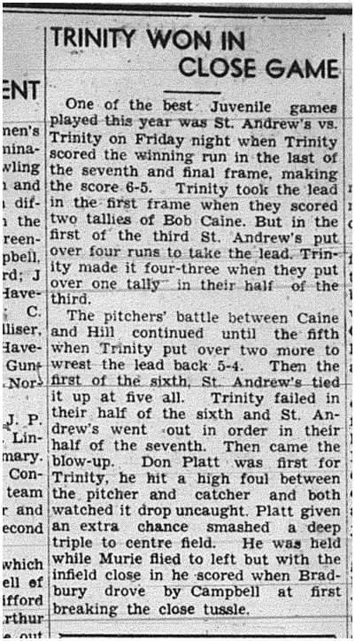 1939-07-06 Softball -Church League Juveniles Game