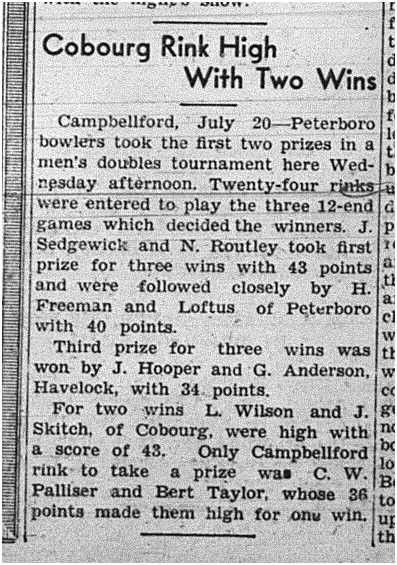 1939-07-27 Lawn Bowling -Mens Doubles Tourney at Campbellford