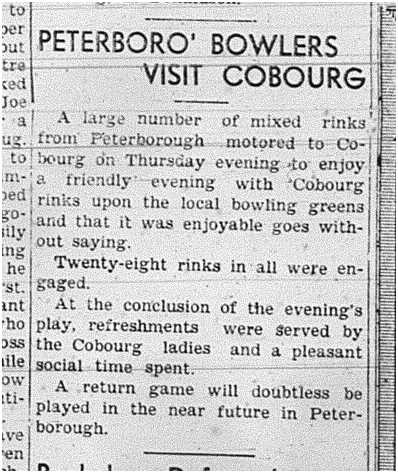 1939-07-27 Lawn Bowling -Mixed-Peterborough vs Cobourg