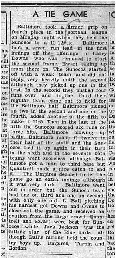 1939-07-27 Softball -Mens League Baltimore vs Sunoco