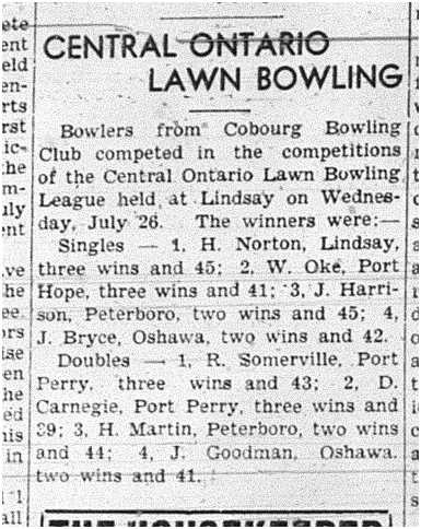 1939-08-03 Lawn Bowling -Central Ontario League Competition