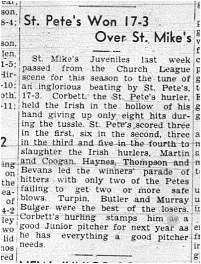 1939-08-03 Softball -Church League Juvenile Game