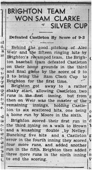 1939-10-12 Baseball -Castleton vs Brighton Clarke Cup