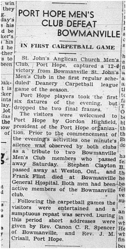 1939-10-19 Carpetball -PH vs Bowmanville