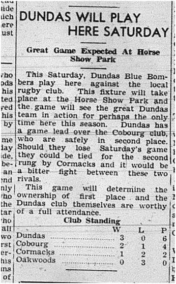 1939-10-26 Football -Cobourg Tanners to Play Dundas