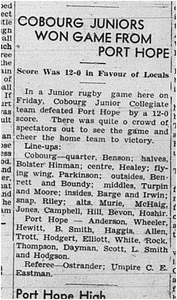 1939-10-26 School -CCI Junior Rugby vs PH High