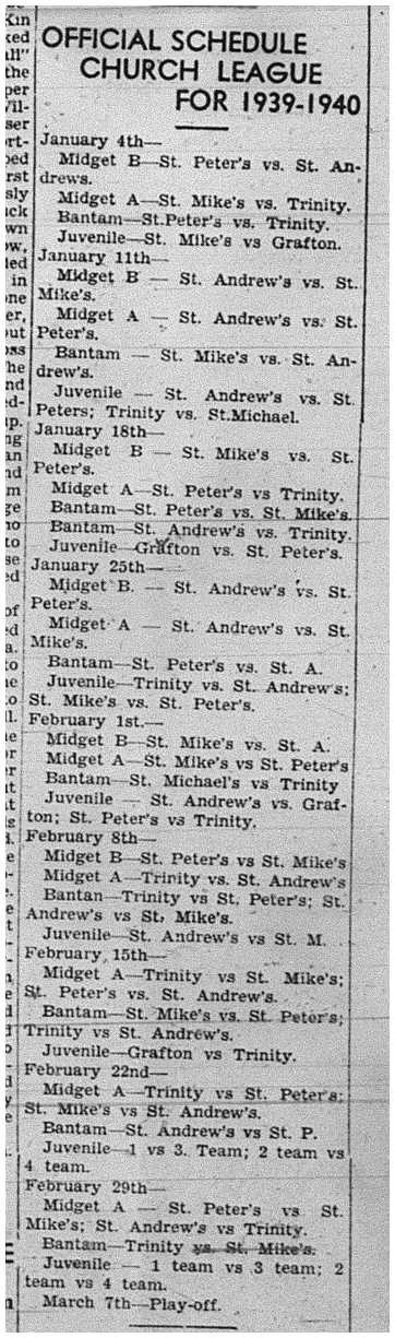 1940-01-04 Hockey -CCHL Schedule