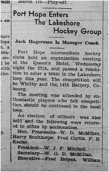 1940-01-04 Hockey -PH Intermediates join Lakeshore Group
