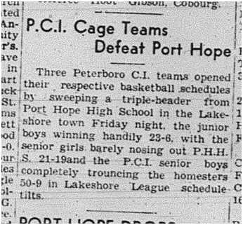 1940-01-11 School -Basketball Peterborough CI vs PH High