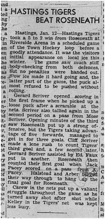 1940-01-18 Hockey -Hastings vs Roseneath in Town League
