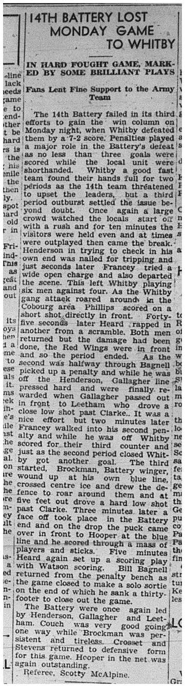 1940-01-18 Hockey -Intermediates Battery vs Whitby