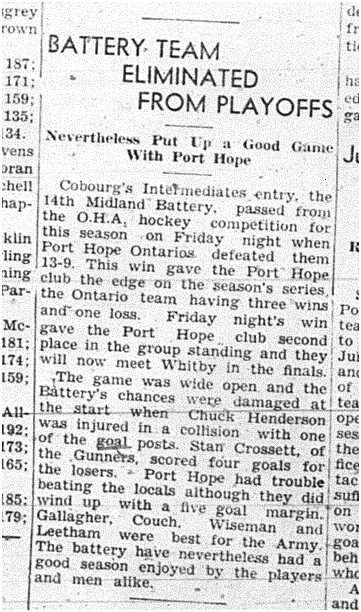 1940-02-08 Hockey -Intermediates Battery vs PH