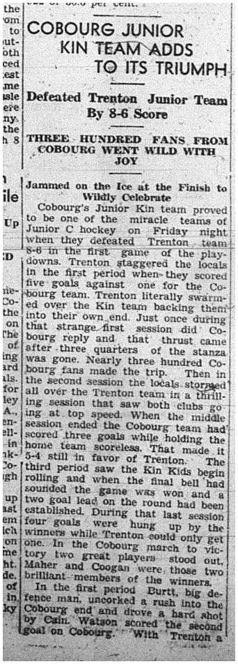 1940-03-07 Hockey -Jr C Kin Team celebrates in Trenton