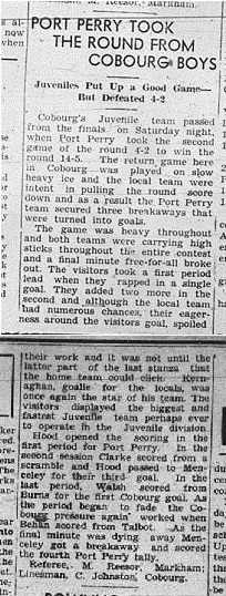 1940-04-04 Hockey -Juveniles Cobourg vs Port Perry Game 2