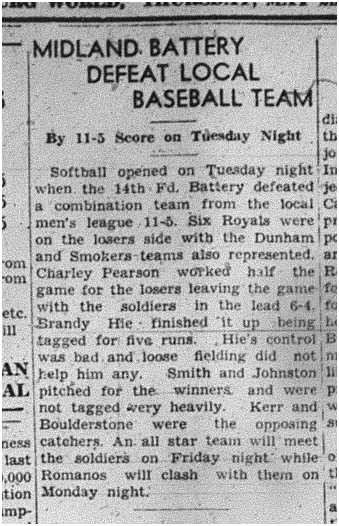 1940-05-02 Softball -14th Battery opens Season