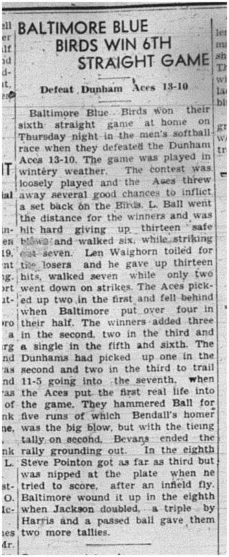 1940-06-27 Softball -Mens League Game at Baltimore