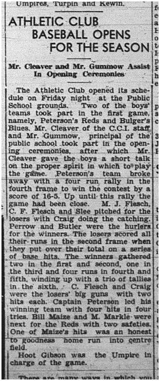 1940-08-01 Baseball -Athletic Club Opens Season
