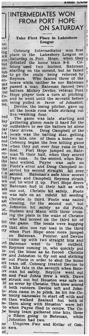 1940-08-22 Baseball -Intermediates vs PH
