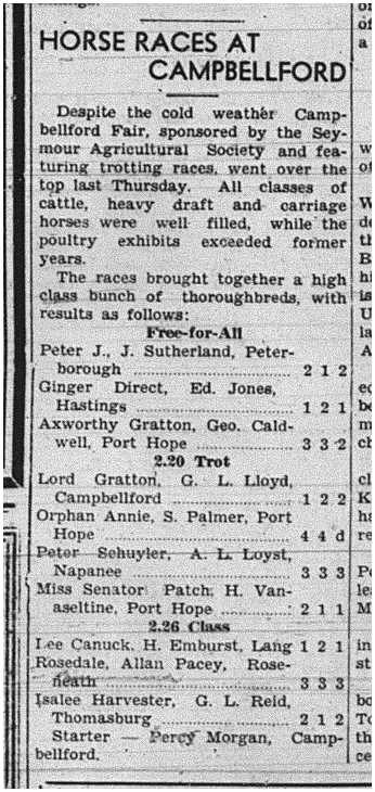 1940-10-03 Horse Racing -Campbellford Fair Races