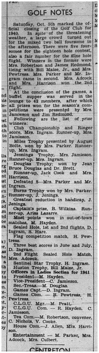 1940-10-10 Golf -Closing Trophies Awarded