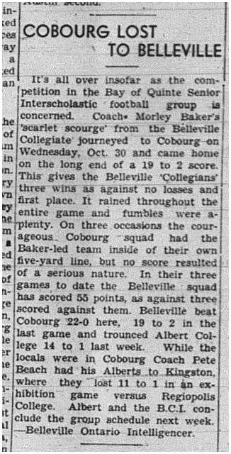 1940-11-07 School -CCI Senior Football vs Belleville