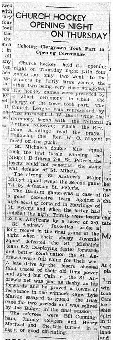 1941-01-16 Hockey -CCHL games results