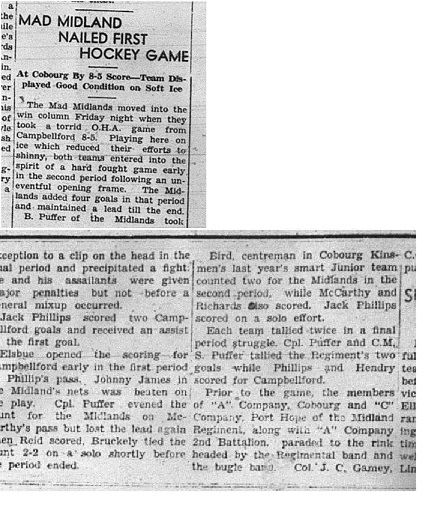 1941-01-16 Hockey -Mad Midlands vs Campbellford