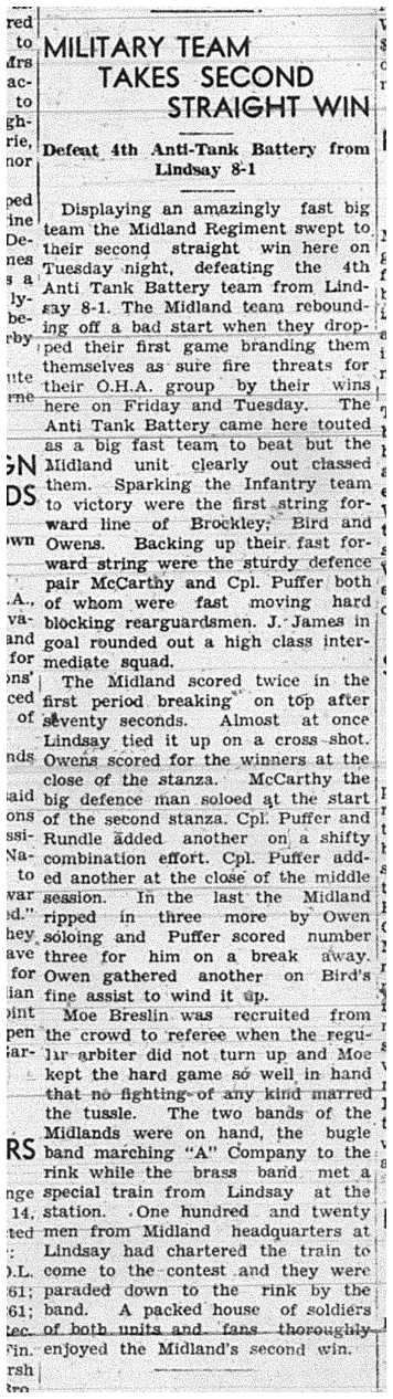 1941-01-16 Hockey -Midlands vs Lindsay