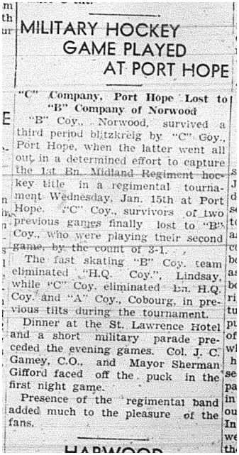 1941-01-23 Hockey -Regimental Title Game PH vs Norwood