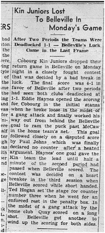 1941-02-13 Hockey -Kin Juniors vs Belleville 
