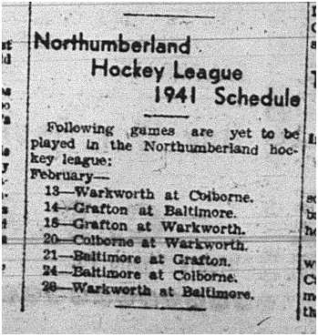 1941-02-13 Hockey -Northumberland League Schedule