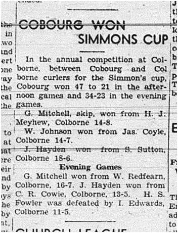 1941-02-27 Curling -Cobourg vs Colborne -Simmons Cup