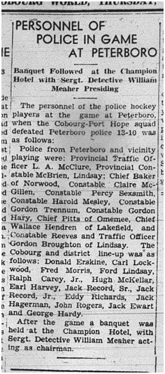 1941-03-06 Hockey -Police Forces charity Fundraiser
