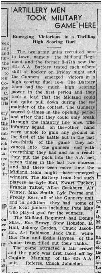 1941-03-27 Hockey -Midland Regiment vs AA Battery