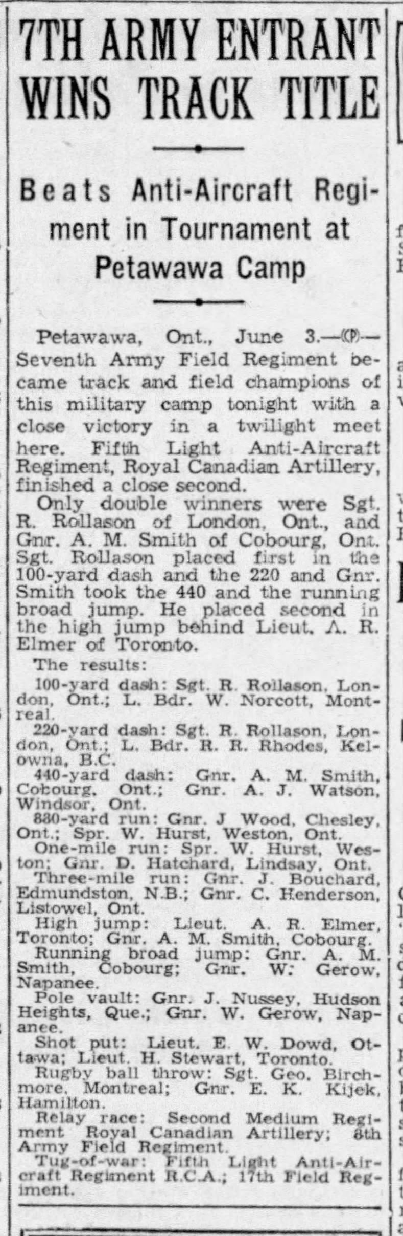 1941-06-04 Track & field -Gnr Smith double winner-Montreal Gazette