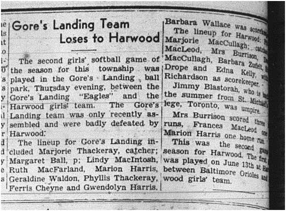 1941-07-10 Softball -Harwood vs Gores Landing