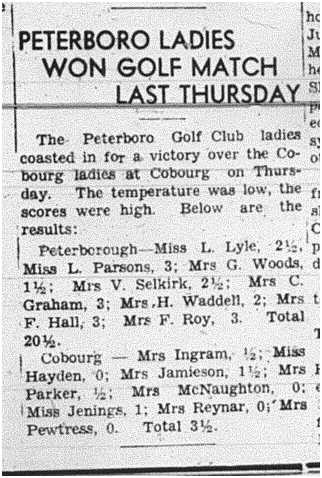 1941-07-24 Golf -Peterborough vs Cobourg
