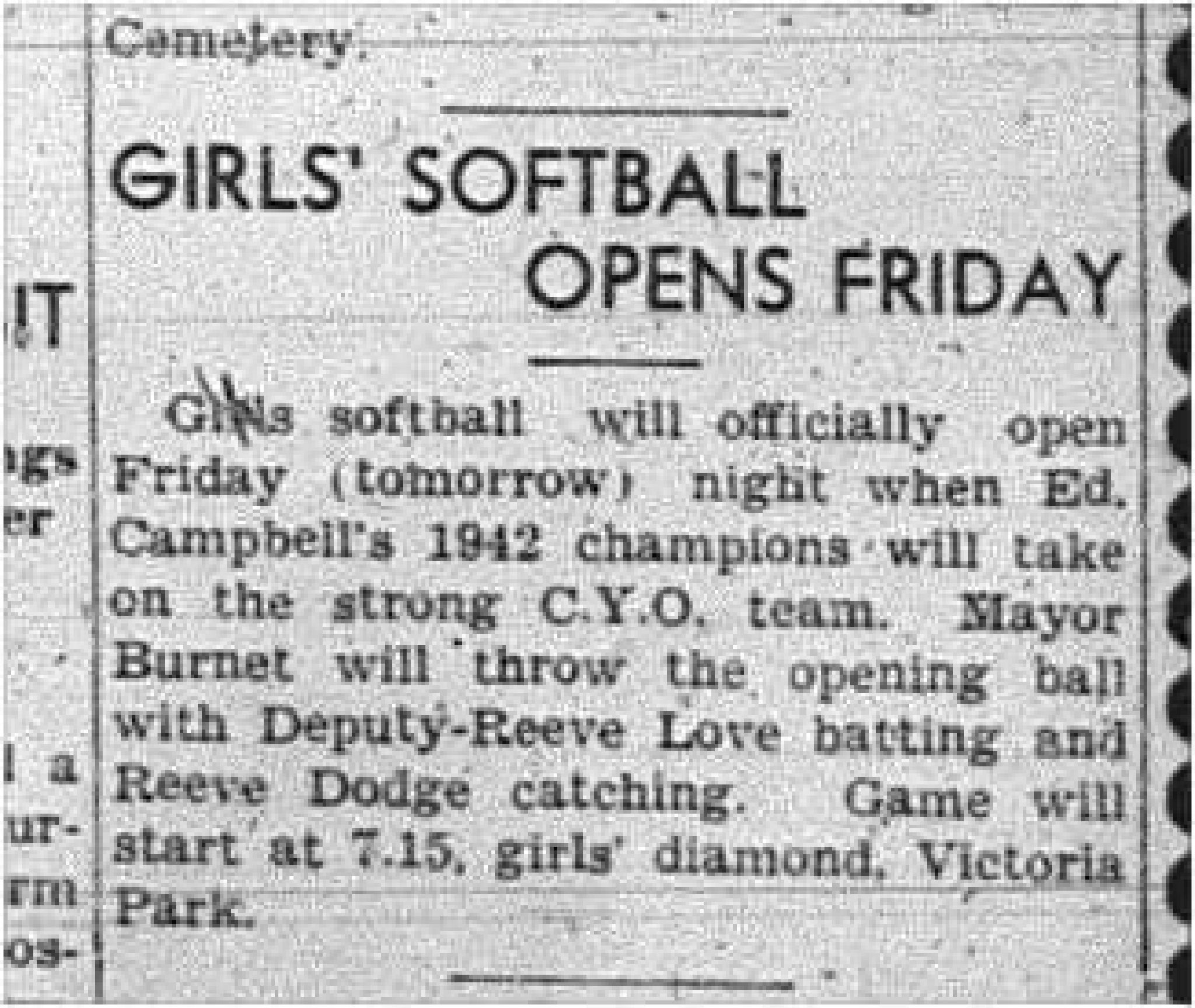 1943-06-17 Softball - Girls
