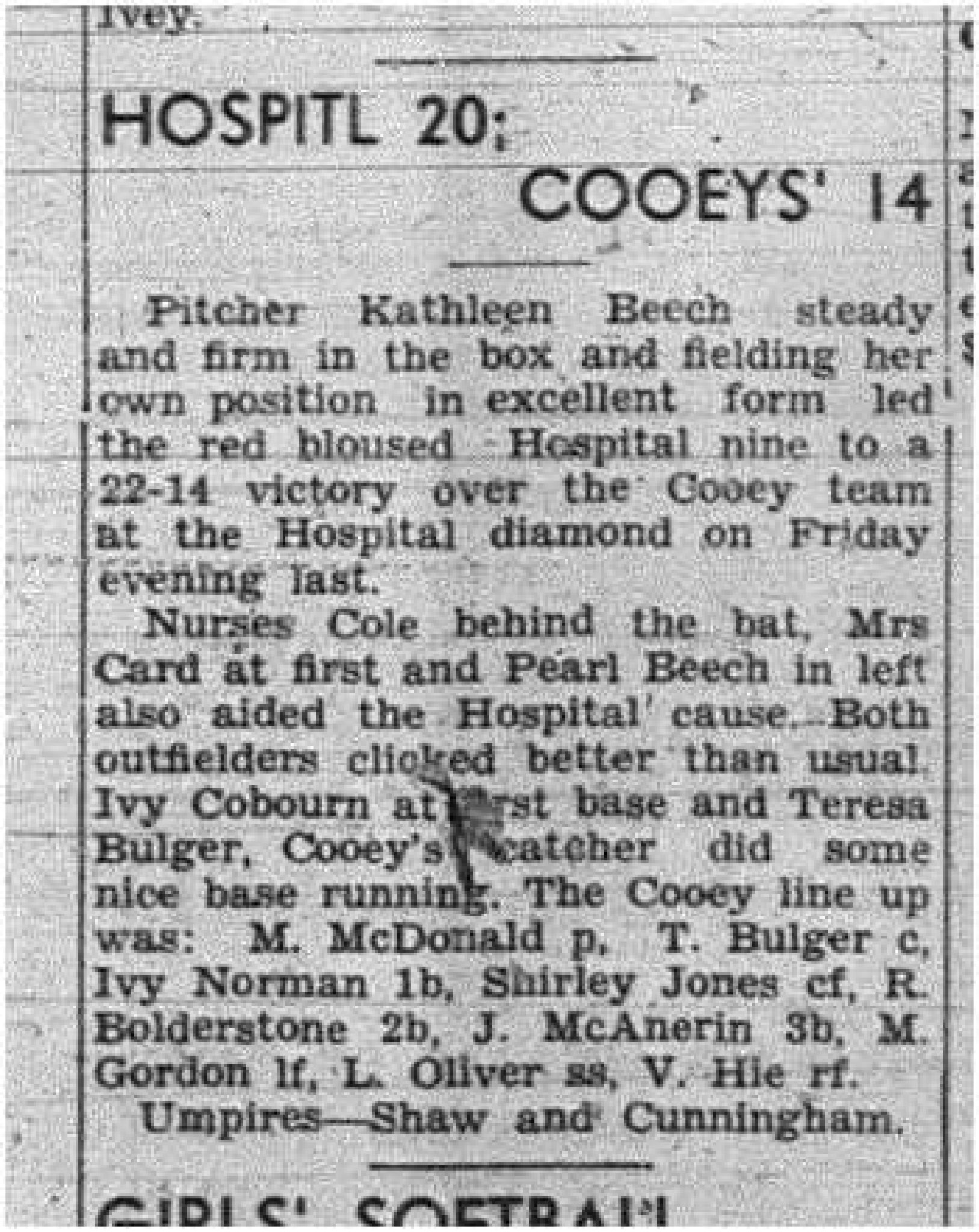 1943-07-29 Softball - Girls League