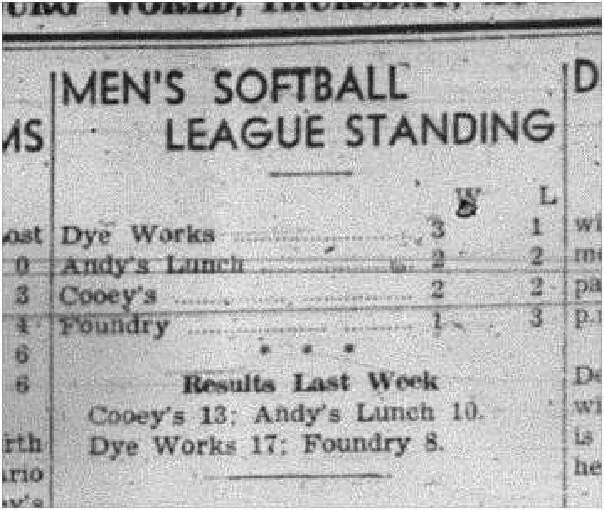 1943-08-19 Softball - Men