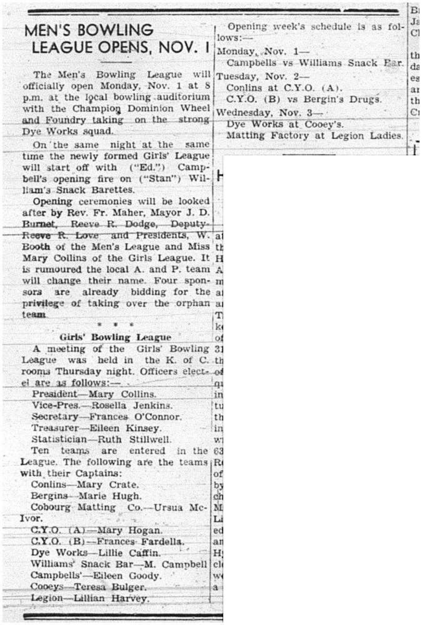 1943-10-28 Bowling - Men